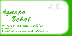 agneta behal business card